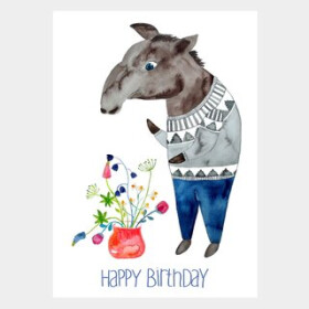 Frau Ottilie, Postkarte, *Happy Birthday* Tapir